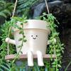 Swing Face Planter Pot Hanging Cute Flower Head Planters - Unique Sitting Sway Pots Indoor Outdoor Plants Succulent Pot String of Pearls Plant Live