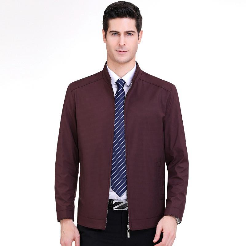 

Тонкая куртка для мужчин среднего возраста, новая весенне-осенняя, с воротником-стойкой, мужские топы из тутового шелка, деловая повседневная куртка для папы 195