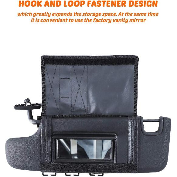 Savadicar Tactical Sun Visor Organizer Front Visor Storage Cover for 2007-2023 Jeep Wrangler JK JL & Gladiator JT, Interior Storage Accessories,