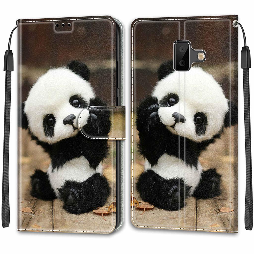 Luxury Painted Leather Case Wallet Book Style Protective Cover for Samsung Galaxy J6 Prime/J6 Plus/J6 (2018) J600/J5/J3