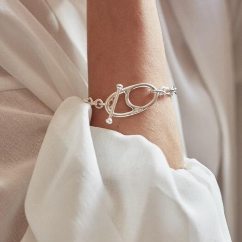 

MARSBOM pin chain bar bracelet silver 18.5 cm