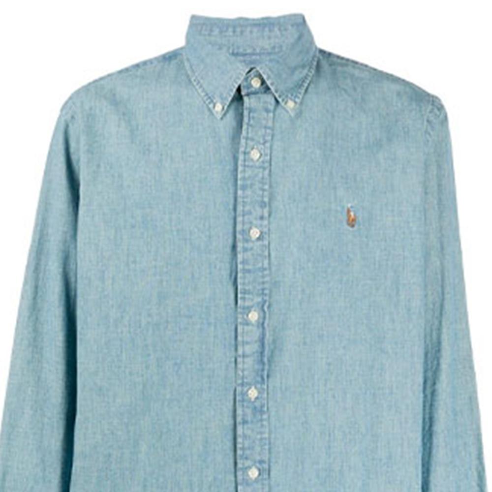 Polo Ralph Lauren FW21 Logo Embroidered Solid Color Shirt Men shirts Light-Blue 710792042001