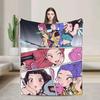 Huntrix Cute Girl Devil Hunter Flannel Blanket Gentle Comfort for Home School Dorm Gift Bedding Decor
