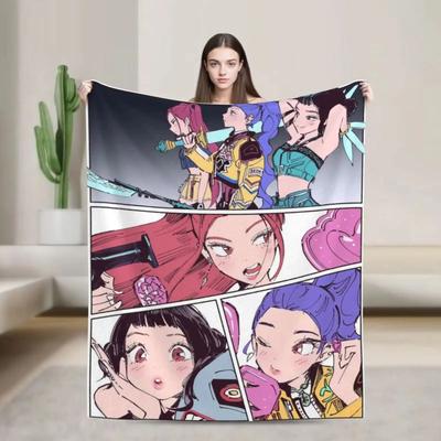 Huntrix Cute Girl Devil Hunter Flannel Blanket Gentle Comfort for Home School Dorm Gift Bedding Decor