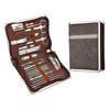 Manicure Pedicure Set 26 Pieces Stainless Steel Cuticle Pusher Nail Clippers Professional Nail Care Kit with Storage Case Silver/Brown