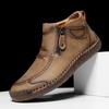 Men's Plus Size Casual Slip-On Boots - Hand-Stitched Zipper Martin Short Boots for Outdoor Wear