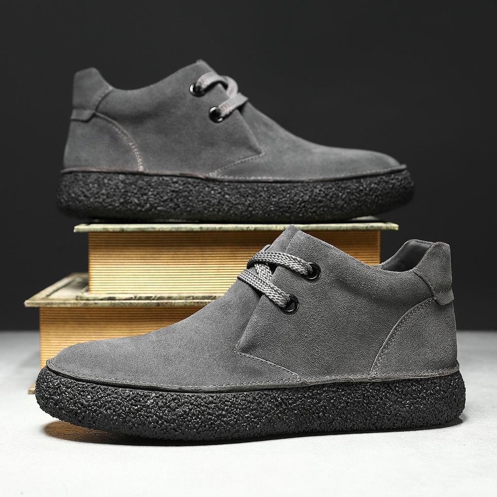 Nuevos Zapatos de Gamuza Marrón para Hombre de Cuero Genuino Zapatos Casuales Zapato de Conducir para Hombre con Cordones Cómodos Zapatillas para Caminar al Aire Libre Zapatos de Hombre