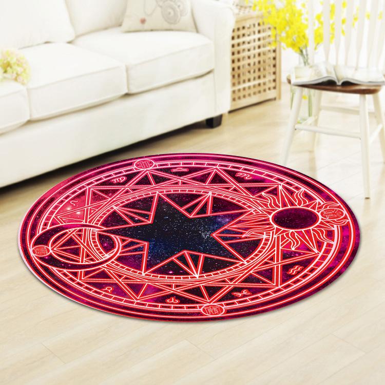 Astrologie Fliegender Teppich Matte Teppich Tierkreis Sonne Mond Heimdekoration Rundes Mystisches Design Wohnzimmer Bodenmatte mit Sternensymbolen