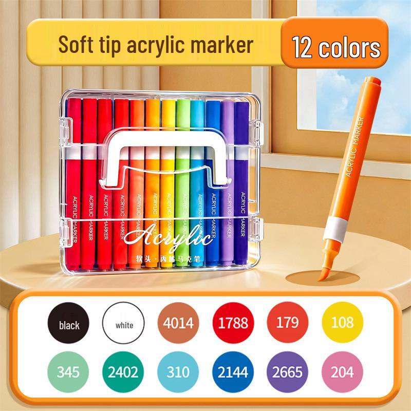 

Opaque Multi-Color Acrylic Markers with Soft Tips for Kids Art, Kindergarten, and Graffiti; Waterproof and Layerable.