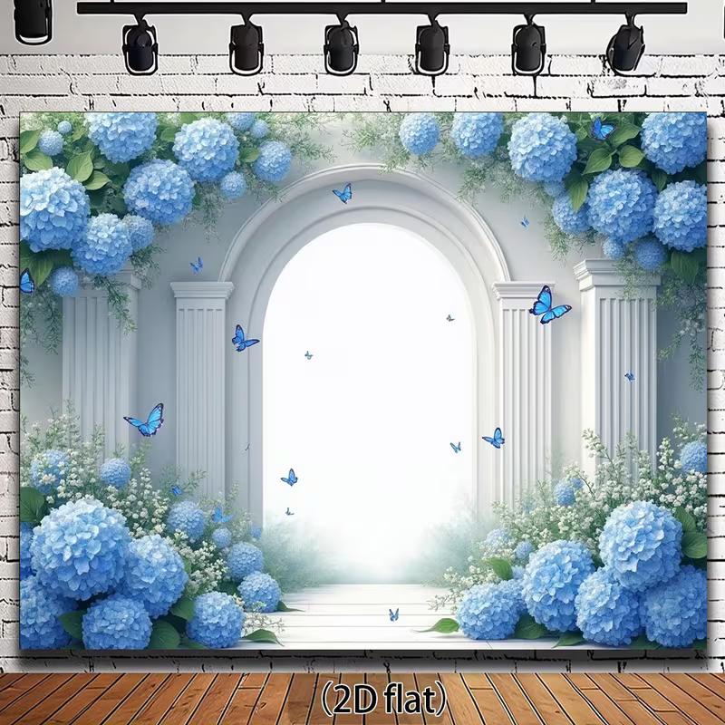 

2D Elegant Blue Flower Arch Backdrop for Birthday & Party Photoshoot 47.2x31.5inch/120*80cm