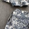 RUGOD Fashionable Temperament Suit Women's Tie-dye Printed Short Shirt High Waist A-line Skirt Western Style Two-piece Suit
