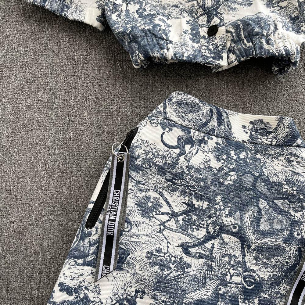 RUGOD Fashionable Temperament Suit Women's Tie-dye Printed Short Shirt High Waist A-line Skirt Western Style Two-piece Suit