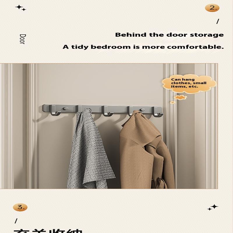 Space Aluminum Bathroom Hook No Drilling Strong Adhesive Coat Hook For Bathroom Kitchen Wall Mounted Clothes Hanger