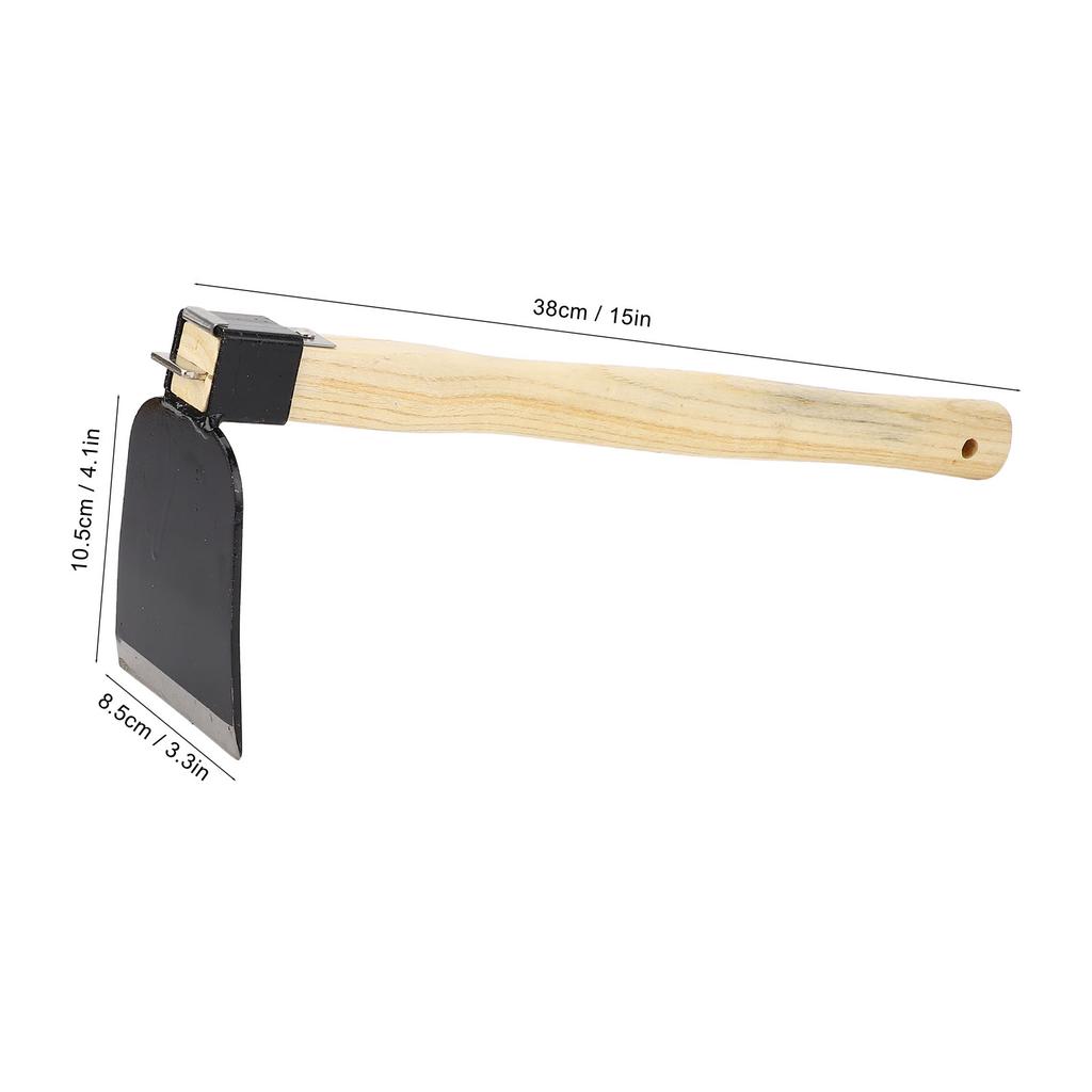 Azada de Jardín Azada para Deshierbar a Mano Azada Manual Mango de Madera Ergonómico Acero al Carbono Ligera Azada Manual para Deshierbar el Jardín para el Hogar