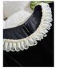 Women's French Retro Mulberry Silk Velvet Top with Lace & Butterfly Trim