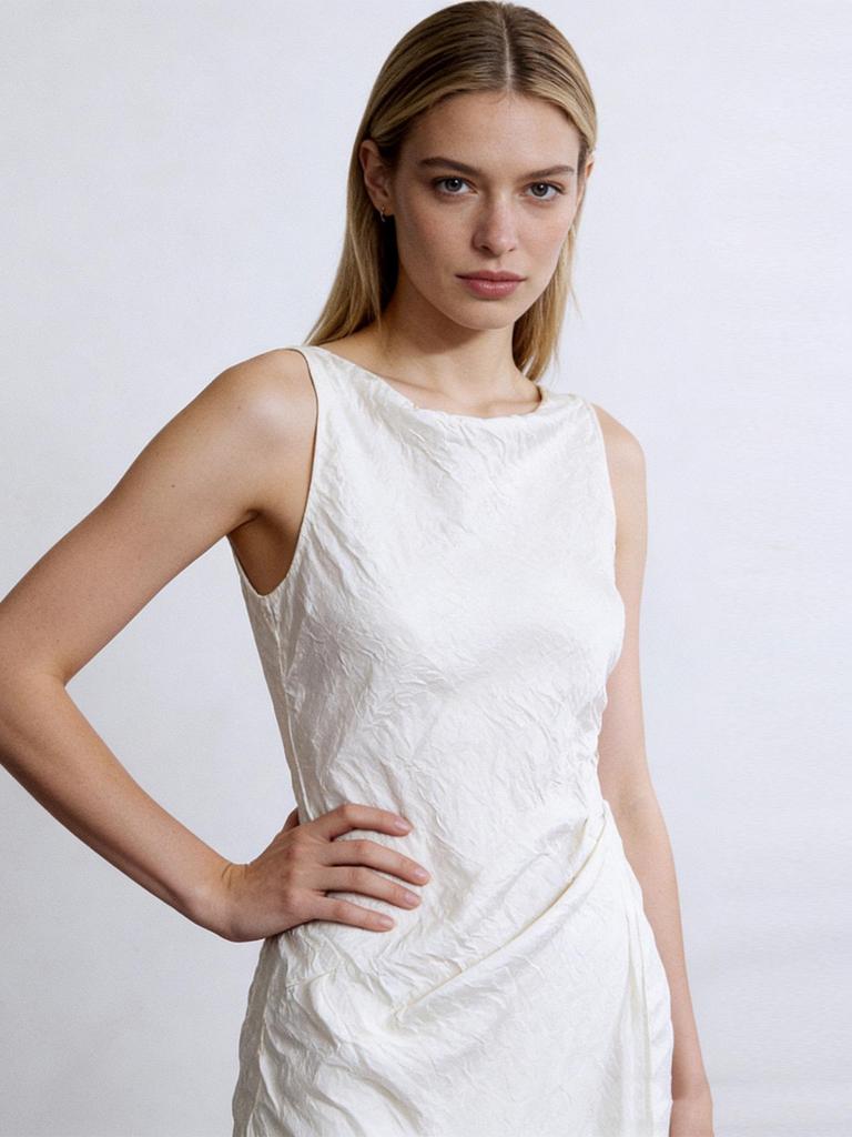 Vestido Europeu de Deusa em Acetato com Fenda Haute Couture para Casamentos, Festas e Eventos Formais