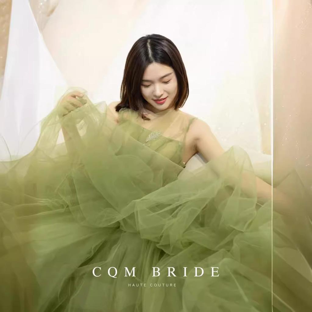 Rochie de mireasă ușoară pentru femei 2025 rochie de culoare verde temperament de zână rochie lungă cu trenă banchet de bun venit rochie de mireasă Mori