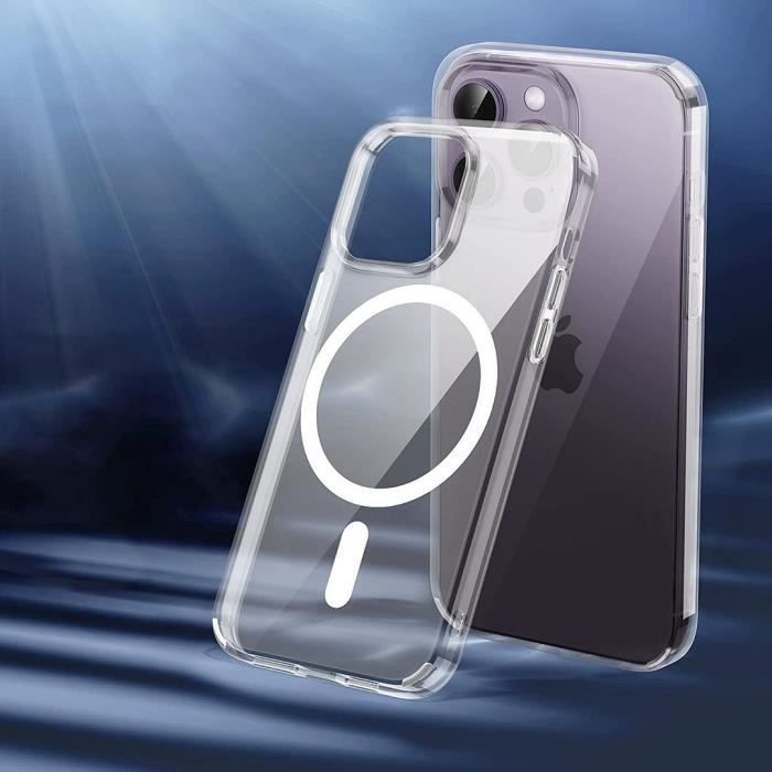 Coque et 2 Verres Trempés pour iPhone 14 Pro (6,1") Protection Transparente avec Cercle Magnétique