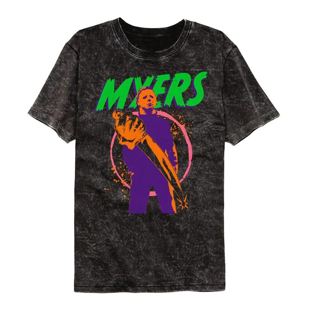 Halloween Colorful Myers Black Colortone Mineral Wash Movie Children s T-shirt 160