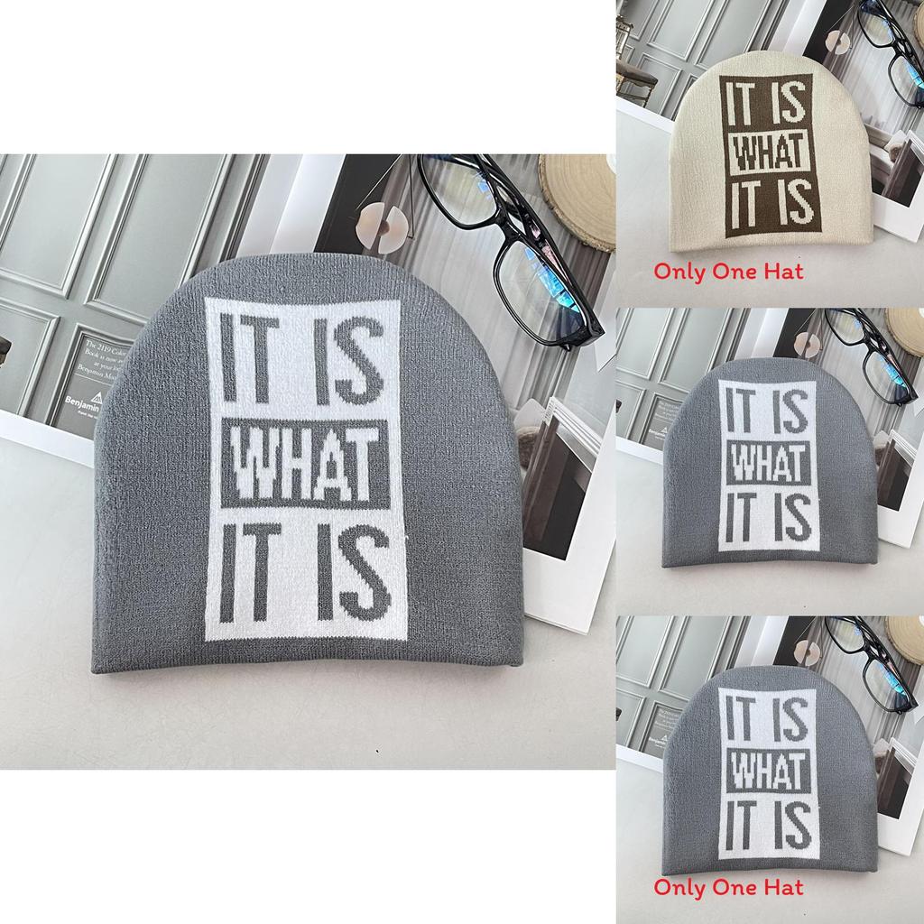 Casual Knit Beanie With Acrylic Material And Minimalist Letter Pattern For Autumn Outdoors