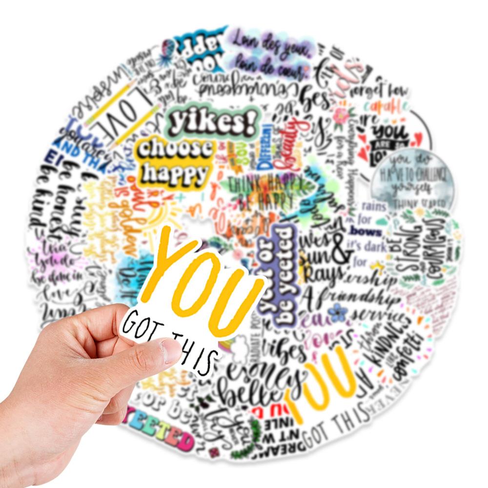 100 English Phrases Graffiti Stickers Laptop Mobile Phone Computer Water Cup Decoration Stickers