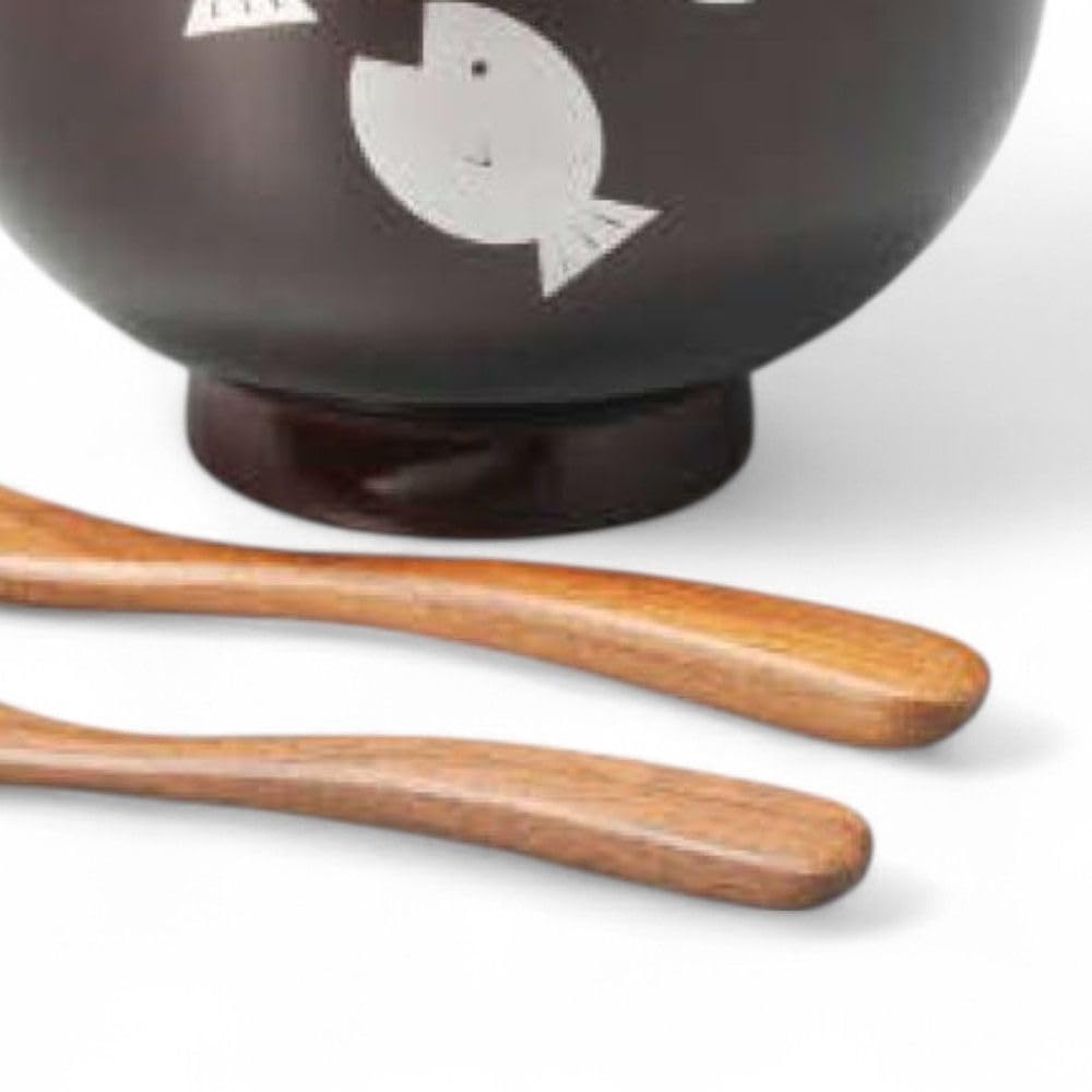 Bowl and Resin Synthetic and Made in Japan J-kitchens (Wood Lacquerware, Hand-Painted) Spoon/Fork (Wood Urethane) PID-527407