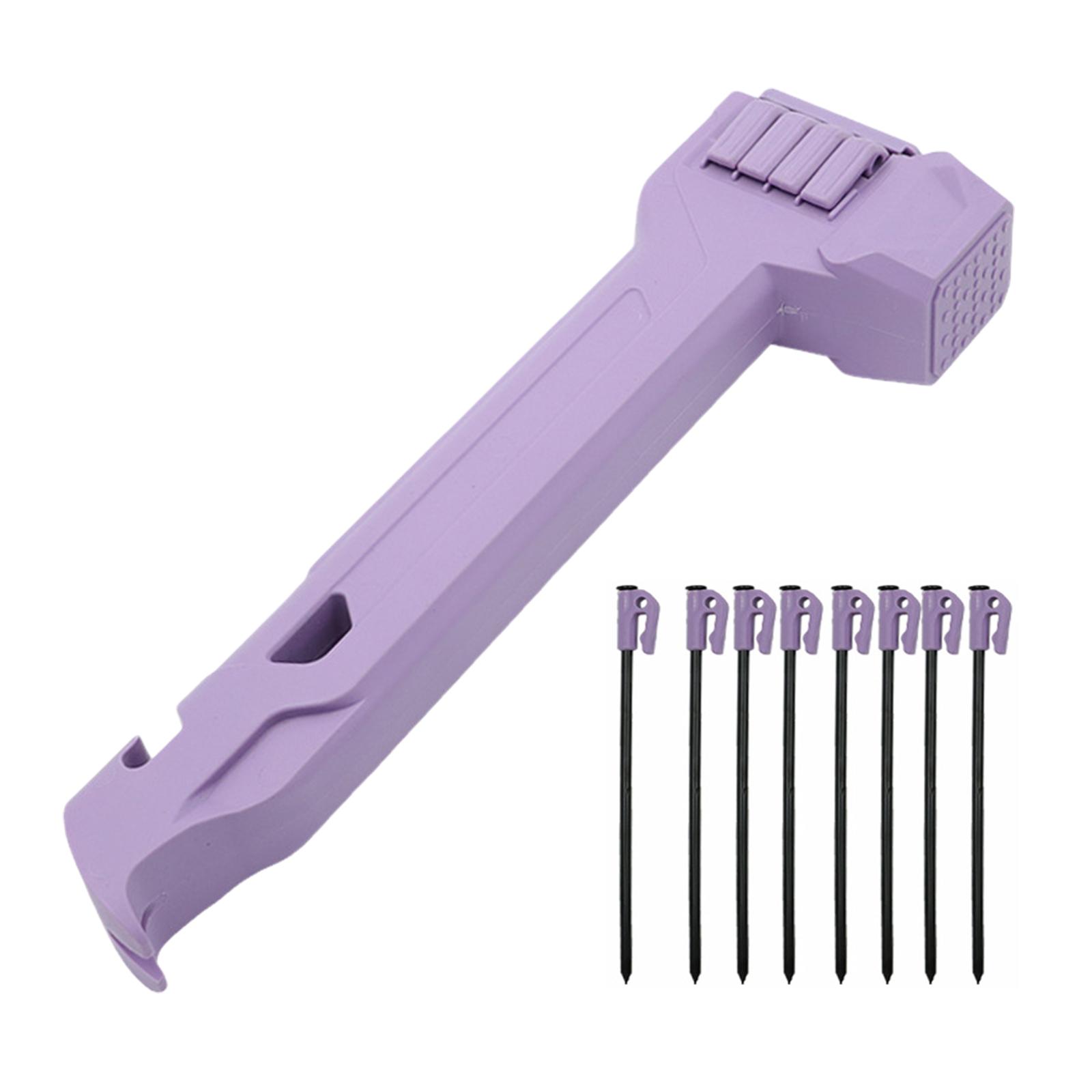 Tent Stakes Hammer Lightweight Multi-Functional Tent Hammer with 8 Steel Stake for Camping Stakes Tent Pegs Nail Spike Garden