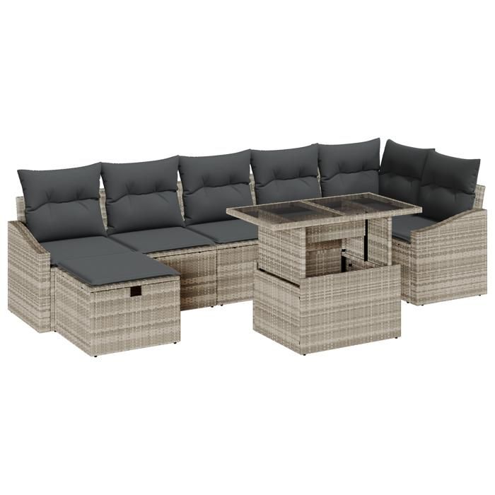VidaXL Ensemble de canapé de jardin de 8 pièces avec coussins gris clair en poly rattan 3359849