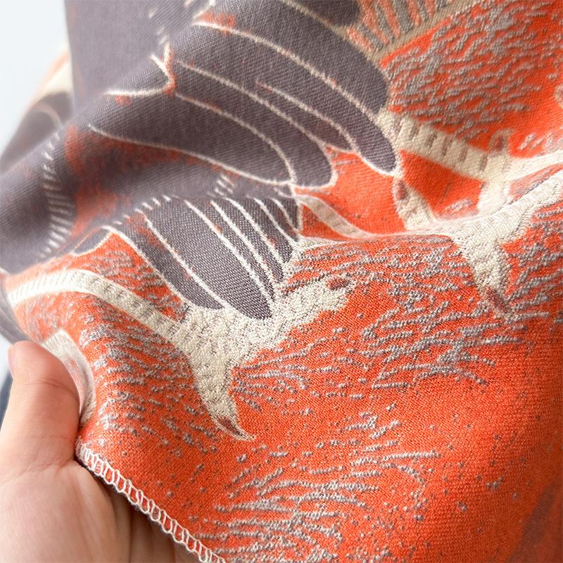 Girl Style Mori Stork Autumn And Winter Double-Sided Imitation Cashmere Scarf Winter High-End Warm Shawl
