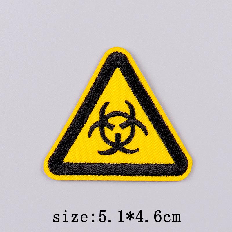 Warning Embroidery Patch Iron On Patches For Clothing Danger Prohibit Sign Embroidered Patches For Clothes Nuclear Marker Badges