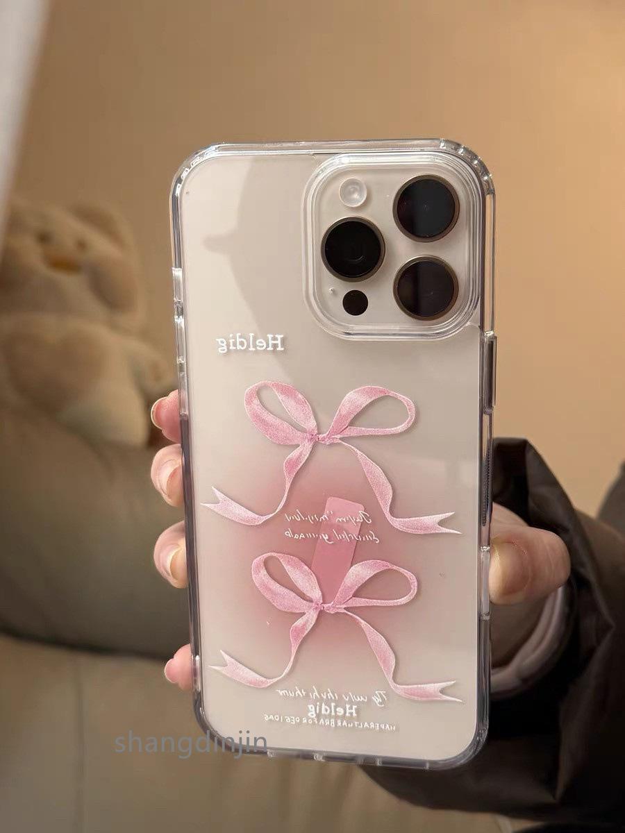 

Sweet Pink Bow Transparent Hard Case for iPhone 16 Pro/17 Pro Max iPhone 17 Air