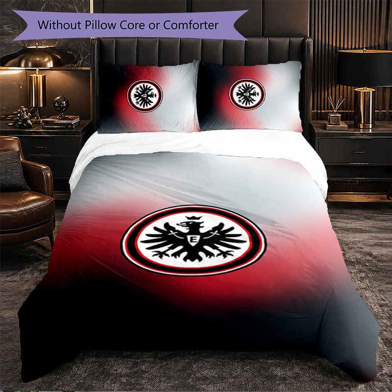 Eintracht Frankfurt Calcio Set Biancheria da Letto 3 Pezzi Morbido Copripiumino con Federe Set Decorazione Camera da Letto per la Casa