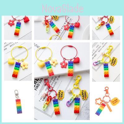 Rainbow Bell Building Blocks Keychain Decoration For Bags And Cars