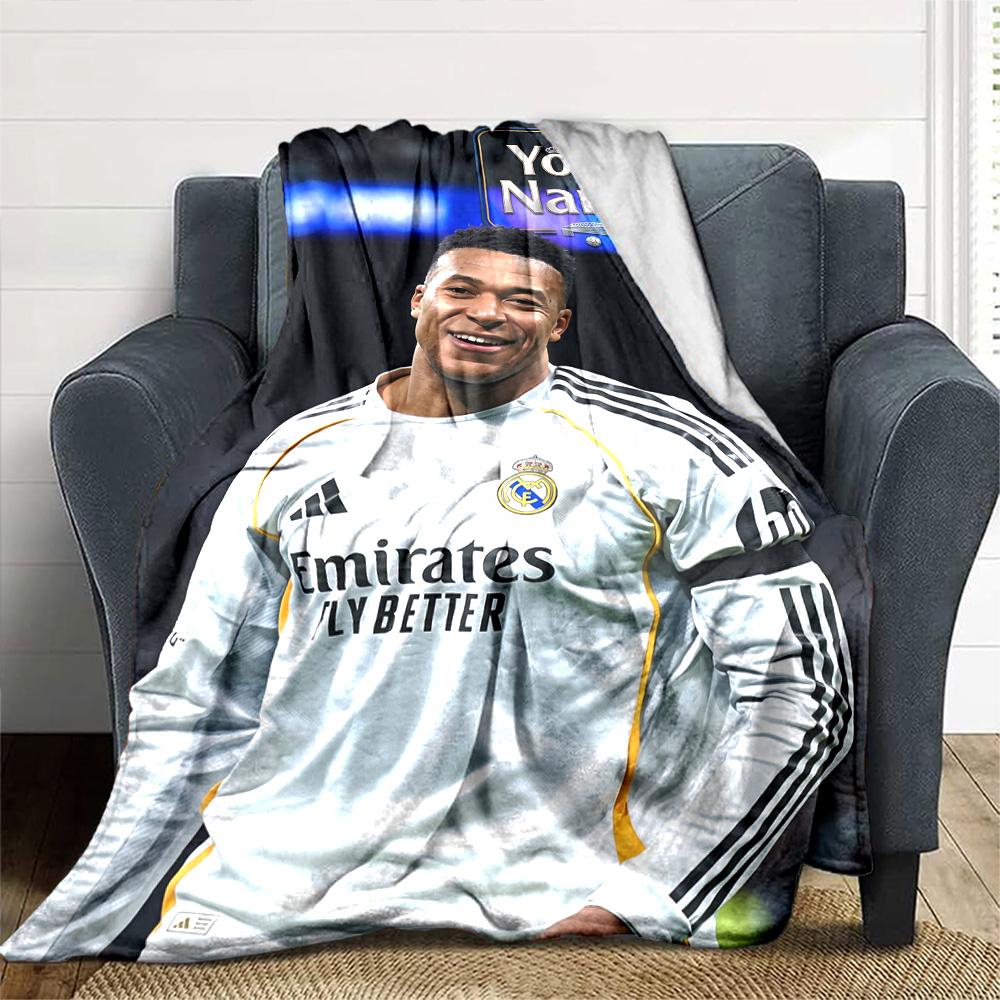 Mbappé Customize Text Blanket Gift Personalized Blanket Comfortable Versatile for Chair Seaside Living Room Bed Four Seasons Multipurpose