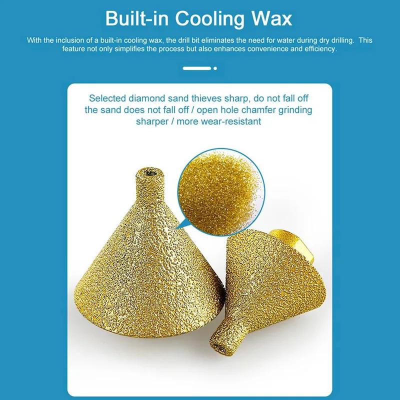 Diamond Beveling Chamfer Bit M10 M14 Thread Diamond Countersink Drill Bit Hole Opener Ceramic Tile Drilling and Enlarging Drill