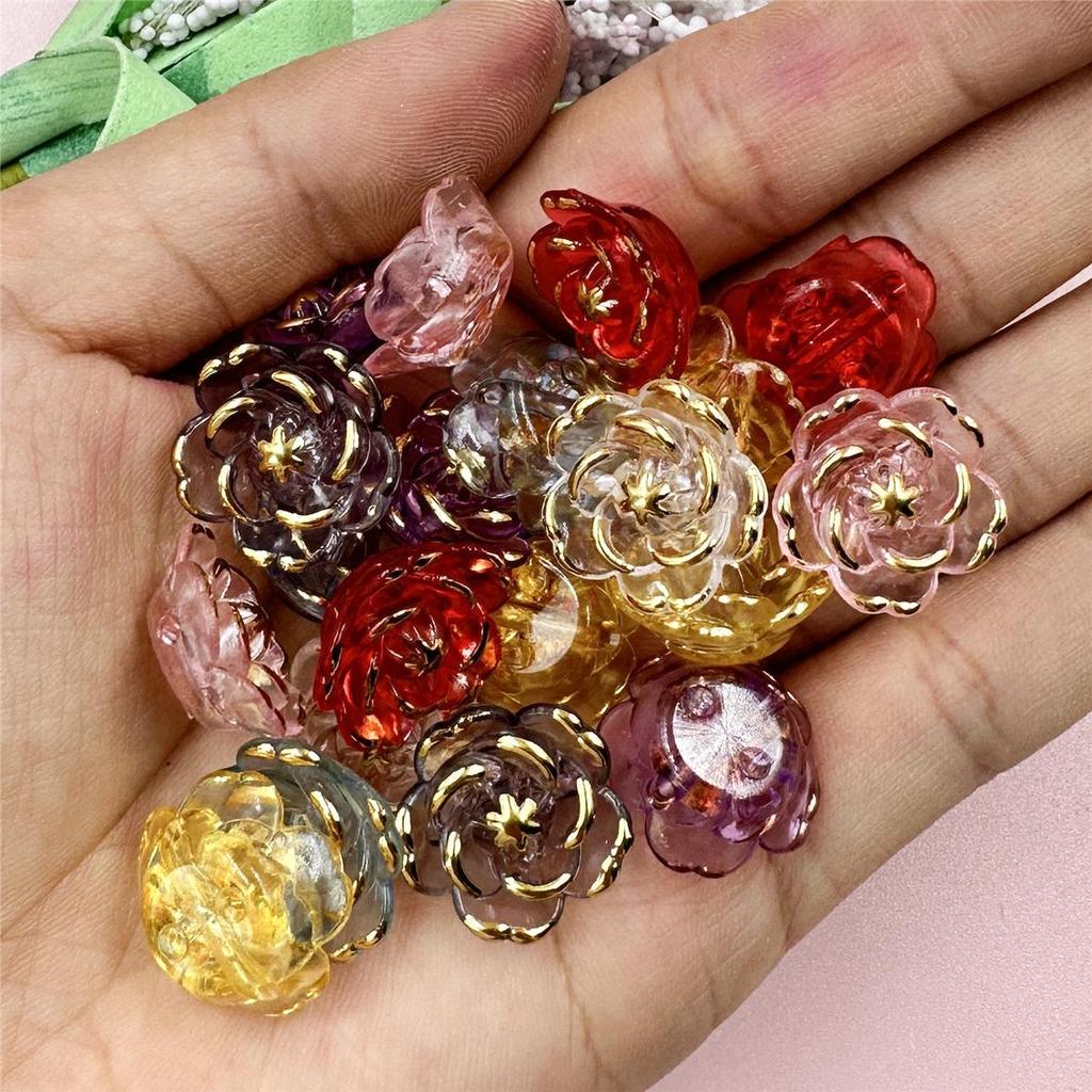100pcs Handmade Flower-Shaped Acrylic DIY Beads In Multiple Colors (20 Pieces) for Jewelry Making