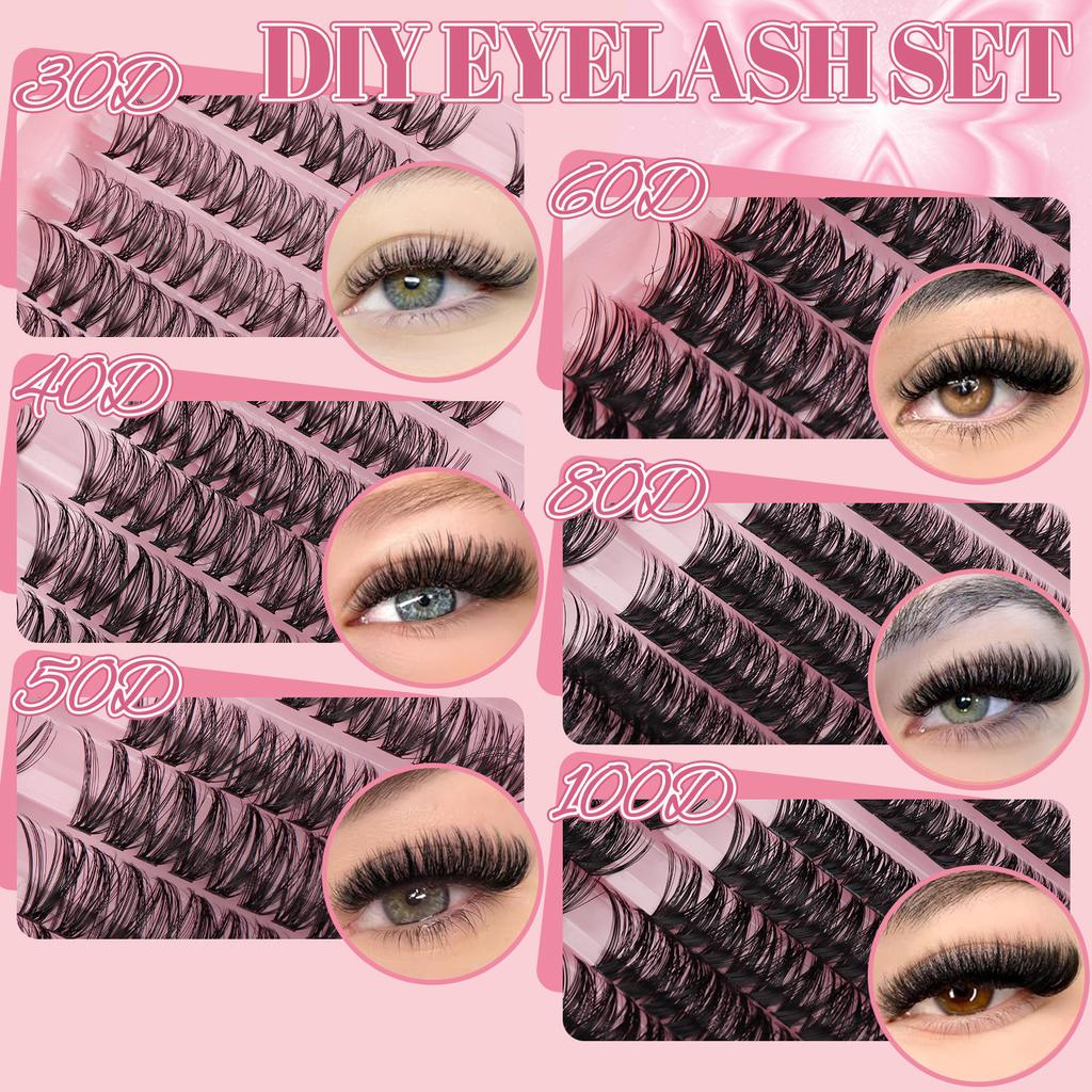 300 Clusters Of Thick Single-Cluster D-Song False Eyelashes Set 8-16Mm Curled Diy Segmented Eyelashes