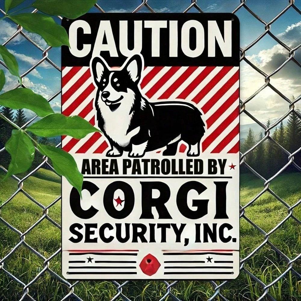 Metal Poster Retro Corgi Dog Warning Sign Home Garage Man Cave Wall Decor