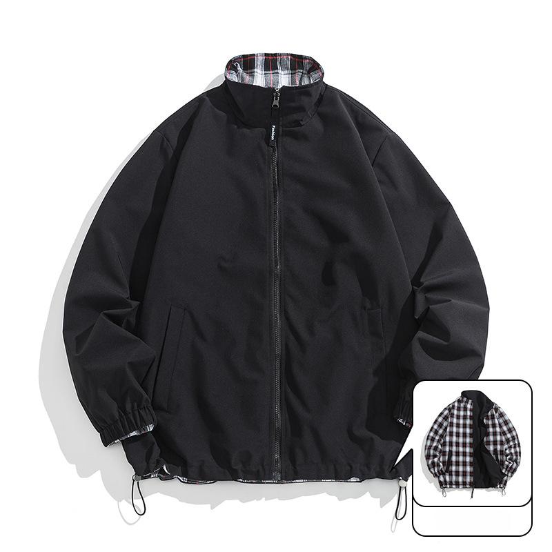 

Модная двусторонняя куртка для мальчиков, осенняя новинка, японский тренд, воротник-стойка, свободное молодежное пальто 3XL