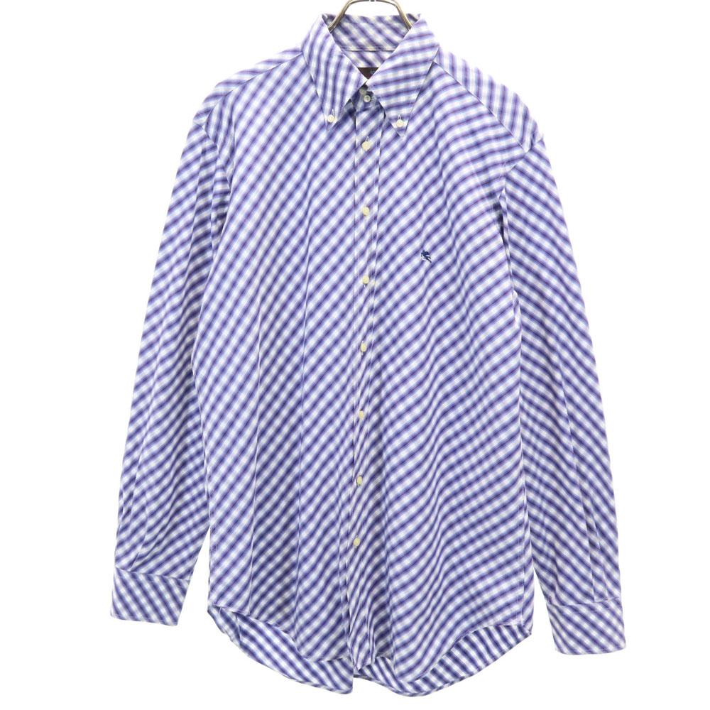 Etro Made In Italy Check Pattern Long Sleeve Button Down Shirt Men's Used