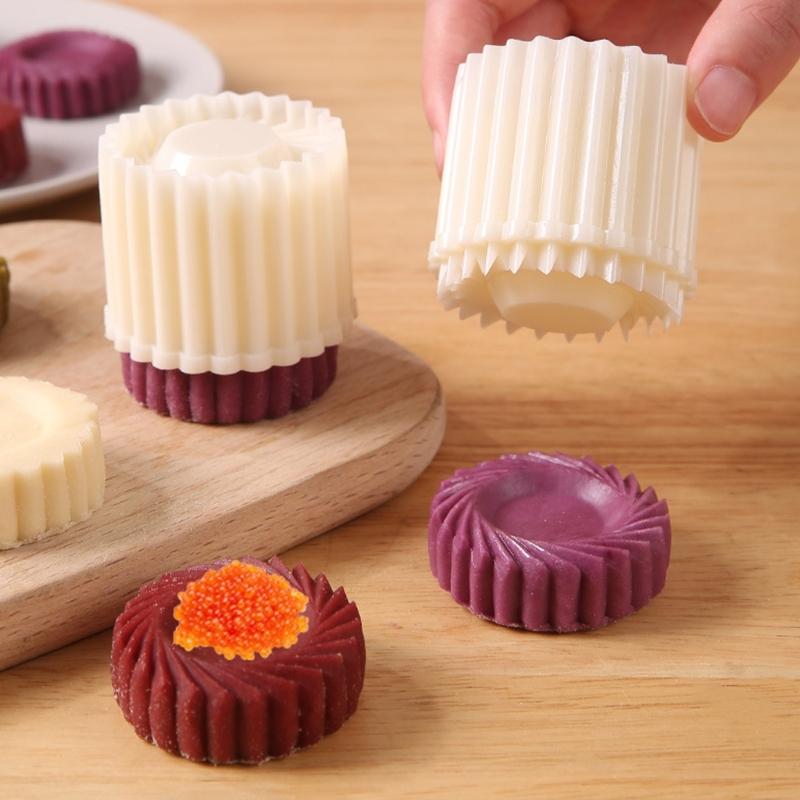 Detachable Plastic Mooncakes Press Molds, Double-Ended Pastry Shaper with Reversible Edges for Cookie, Candy, Mousse Dessert, and Pastries