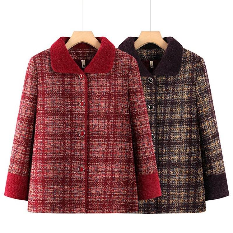 Middle aged grandmother autumn and winter coat fleece thickened mink fleece mother outfit old lady warm top loose women