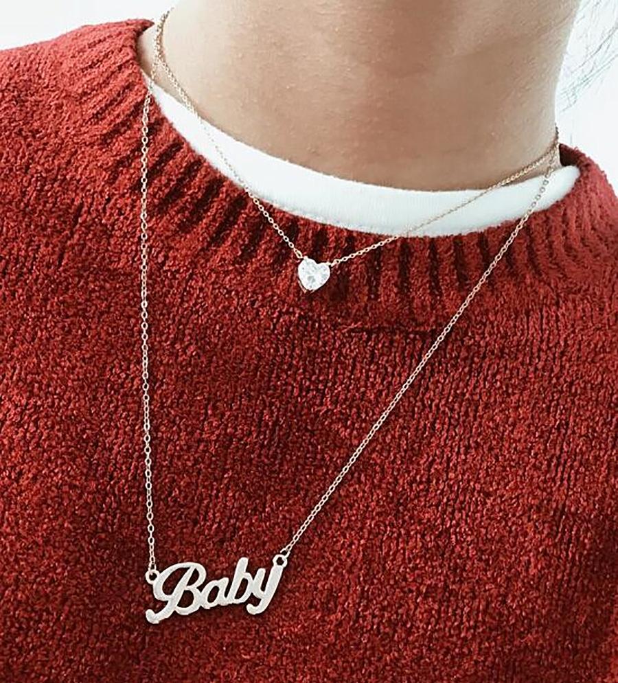 E-Commerce Jewelry Retro White Kbaby Love Double-Layer Necklace