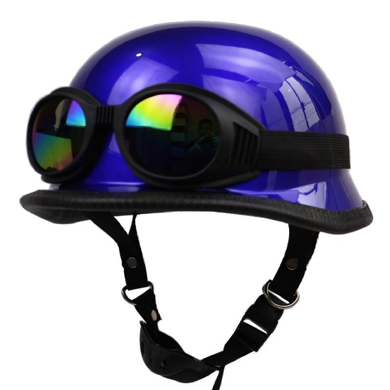 Retro DOT-Certified Half Motorcycle Helmet with Goggles for Outdoor Riding