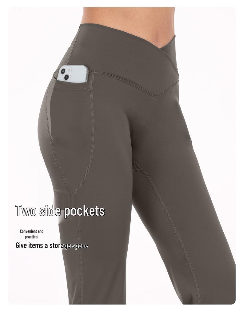 Women's High Elasticity Flare Yoga Pants with Hip Lift and Double Pockets (WA132)