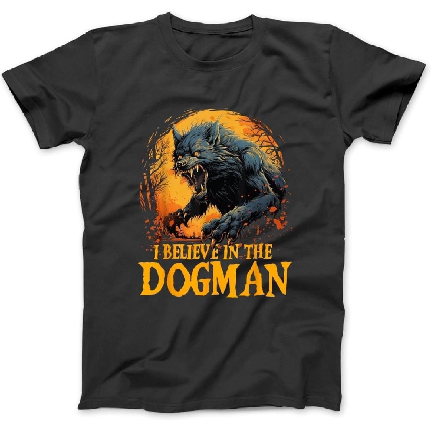 I Believe in The Dogman Michigan Cryptid LBL Cryptozoology T-Shirt, Sweatshirt, Hoodie for Men Women Kids Made in Canada Black S