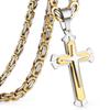 Three Layers Knight Cross Pendants Necklace for Men Stainless Steel Byzantine Link Chain Necklace Male Punk Jewelry Gift