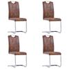 Day and Night - Day and Night Cantilever Dining Chairs 4 Units Brown Artificial Suede Leather