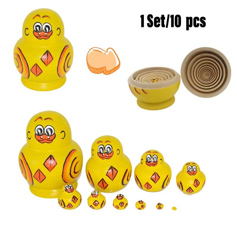 Ten-layer Wooden Duck Nesting Dolls Handcrafted Home Decor Gift Toy Valentine's Day Decoration