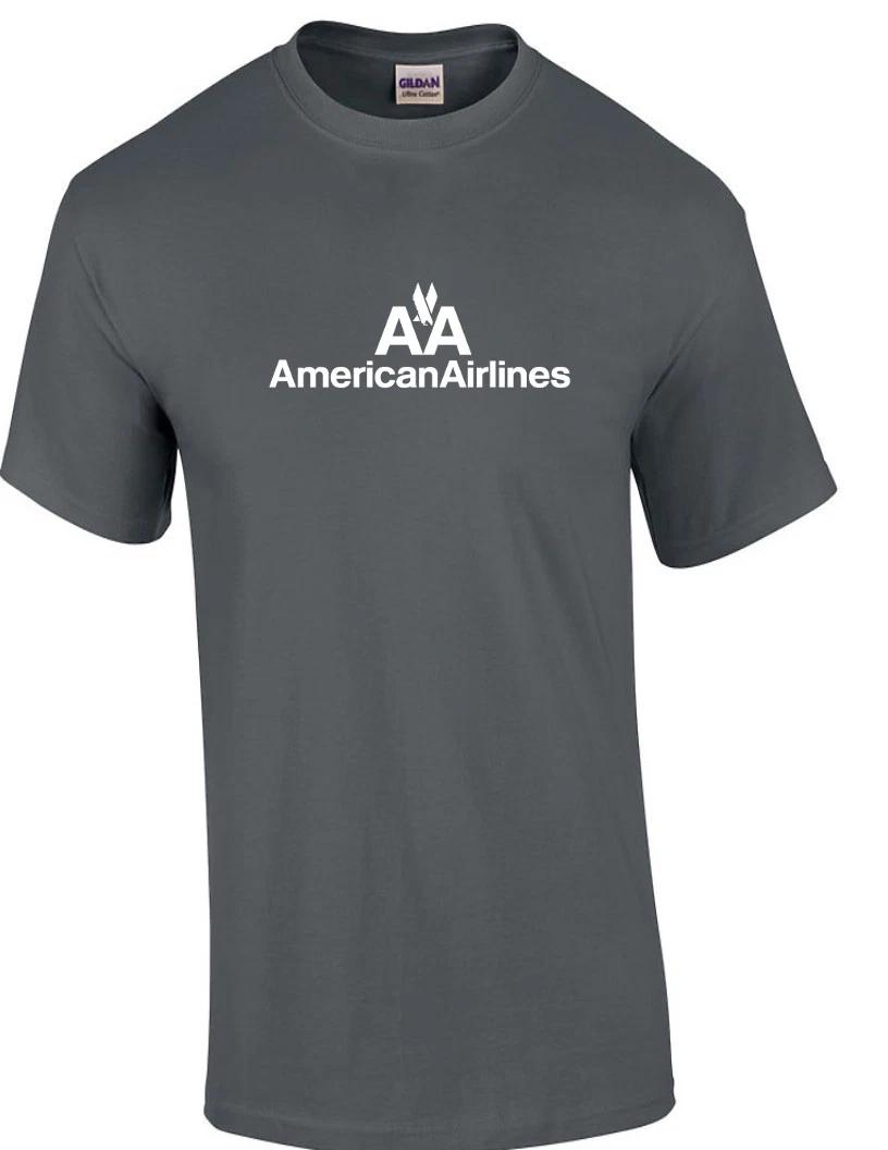 American Airlines White Retro Logo Shirt US Airline Charcoal Gray T-Shirt S-5XL M